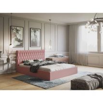 Lit rembourré avec rangement 120x200 velours rose Benny
