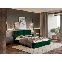 Lit rembourré avec rangement 120x200 velours vert Lido