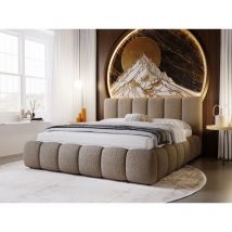 Lit rembourré avec rangement 140x200 bouclé marron Cloud