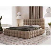 Lit rembourré avec rangement 140x200 bouclé marron Twist
