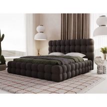 Lit rembourré avec rangement 140x200 bouclé noir Twist