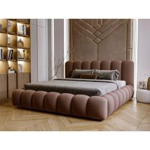 Lit rembourré avec rangement 140x200 tissu velours marron Averia