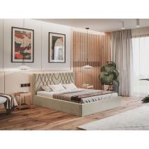Lit rembourré avec rangement 140x200 velours beige Andri
