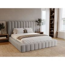 Lit rembourré avec rangement 140x200 velours gris clair Rotto