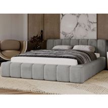 Graingold - Lit rembourré avec rangement 140x200 velours gris foncé Ibiza