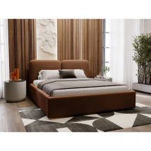 Lit rembourré avec rangement 140x200 velours marron Palermo