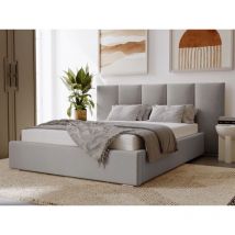 Graingold - Lit rembourré avec rangement 120x200 velours gris Lizbona