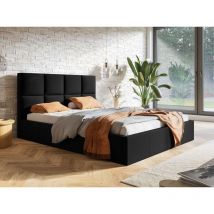 Lit rembourré avec rangement 140x200 velours noir Malo