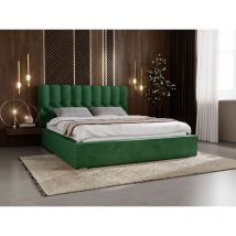 Lit rembourré avec rangement 120x200 velours vert Roma