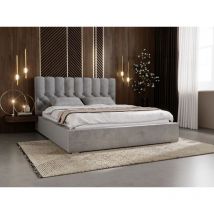 Lit rembourré avec rangement 160x200 velours gris foncé Roma