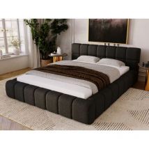 Lit rembourré avec rangement 160x200 bouclé noir Alicante