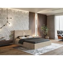 Lit rembourré avec rangement 160x200 velours beige Loris