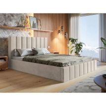 Lit rembourré avec rangement 160x200 velours beige Siena