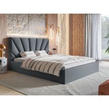 Lit rembourré avec rangement 160x200 velours gris foncé Orlo