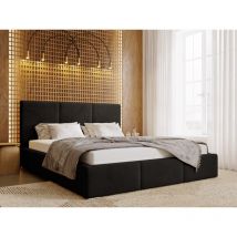 Lit rembourré avec rangement 160x200 velours noir Lincoln