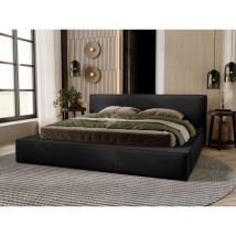 Lit rembourré avec rangement 160x200 velours noir Mali