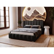 Lit rembourré avec rangement 160x200 velours noir Marano