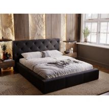 Lit rembourré avec rangement 160x200 velours noir Milano