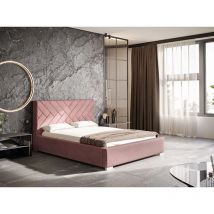 Lit rembourré avec rangement 160x200 velours rose Tonale