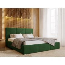 Lit rembourré avec rangement 160x200 velours vert Lincoln