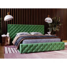 Lit rembourré avec rangement 160x200 velours vert Madera