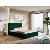 Lit rembourré avec rangement 160x200 velours vert Tasso
