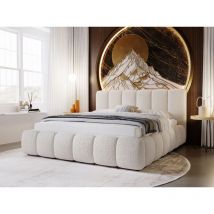 Graingold - Lit rembourré avec rangement 180x200 bouclé beige Cloud