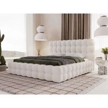 Lit rembourré avec rangement 180x200 bouclé beige Twist