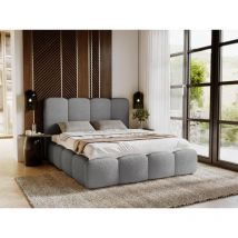 Lit rembourré avec rangement 180x200 bouclé gris foncé Galli