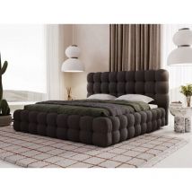 Lit rembourré avec rangement 180x200 bouclé noir Twist