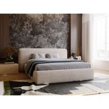 Lit rembourré avec rangement 180x200 chenille beige Monza