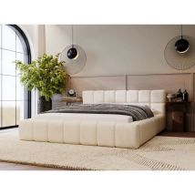 Lit rembourré avec rangement 180x200 velours beige Alicante