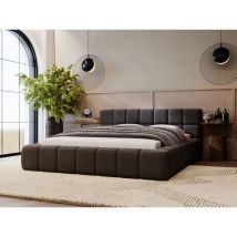 Graingold - Lit rembourré avec rangement 160x200 velours noir Alicante
