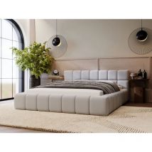 Graingold - Lit rembourré avec rangement 160x200 velours gris clair Alicante