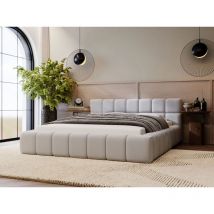 Graingold - Lit rembourré avec rangement 140x200 velours gris clair Alicante