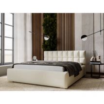 Lit rembourré avec rangement 180x200 velours beige Hugo