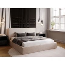 Lit rembourré avec rangement 180x200 velours beige Monaco