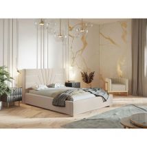 Lit rembourré avec rangement 180x200 velours beige Tesis