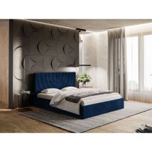 Lit rembourré avec rangement 180x200 velours bleu Corti