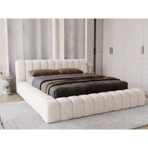 Graingold - Lit rembourré avec rangement 180x200 velours crème Italia