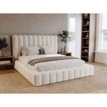 Lit rembourré avec rangement 180x200 velours crème Rotto