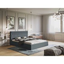 Lit rembourré avec rangement 180x200 velours gris Benny