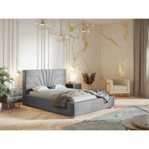 Lit rembourré avec rangement 180x200 velours gris clair Tesis