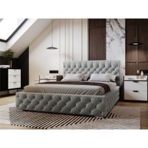 Graingold - Lit rembourré avec rangement 140x200 velours gris foncé Velutto