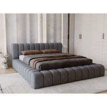 Lit rembourré avec rangement 180x200 velours gris foncé Italia