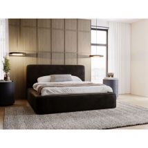 Lit rembourré avec rangement 180x200 velours noir Amaro