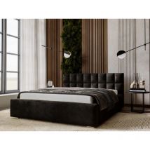 Lit rembourré avec rangement 180x200 velours noir Hugo