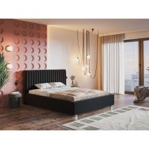 Lit rembourré avec rangement 180x200 velours noir Toscania
