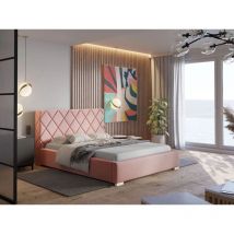 Lit rembourré avec rangement 180x200 velours rose Taranto