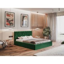 Lit rembourré avec rangement 180x200 velours vert Andri
